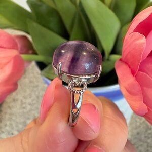 Elegant Fluorite Gemstone Silver Ring